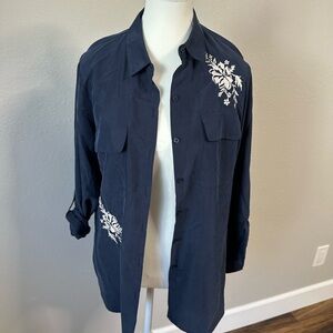 Express Dark Blue Shirt with White Embroidery